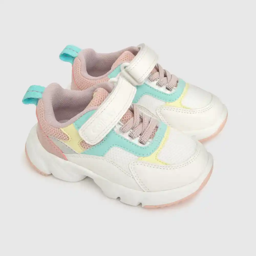 Zapatillas Velcro Elástico Chunky Blanco Talla 25