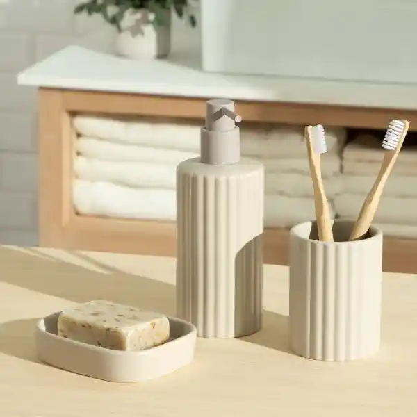 Dispensador de Jabón de Cerámica Beige 300 mL Casaideas