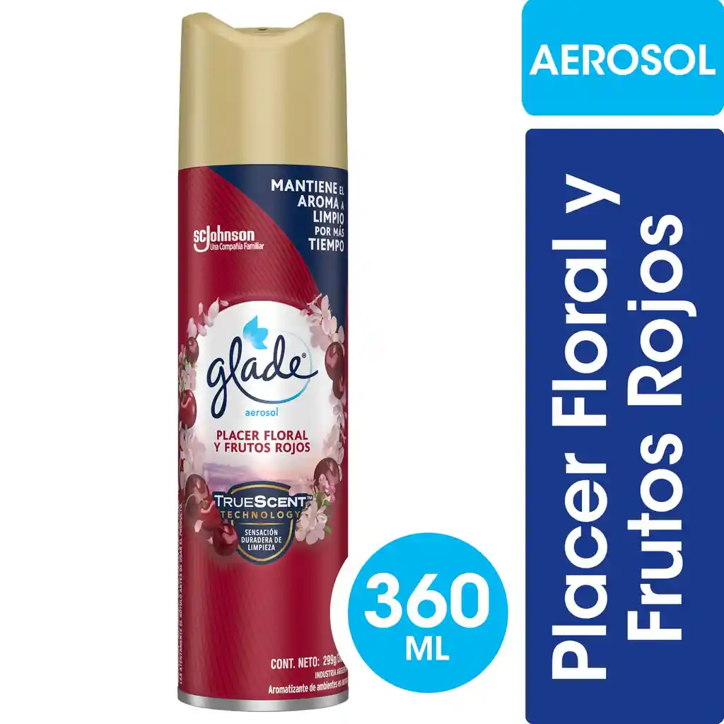 Desodorante Ambiental Glade Aerosol Placer Floral y Frutos Rojos 360ml