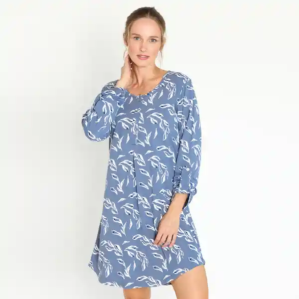 Camisa Pijama Maternal Lia Estampado Azul Talla L Bbz Barbizon