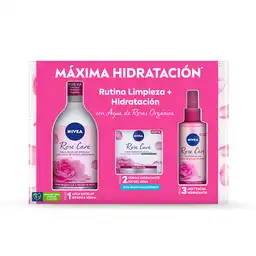 Nivea Agua Micelar + Crema Hidratante + Mist Facial Rutina Limpieza Rose Care