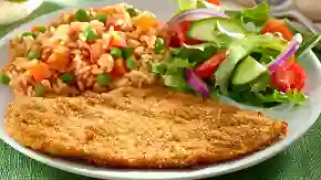 Suprema de Pollo con Arroz y Ensalada