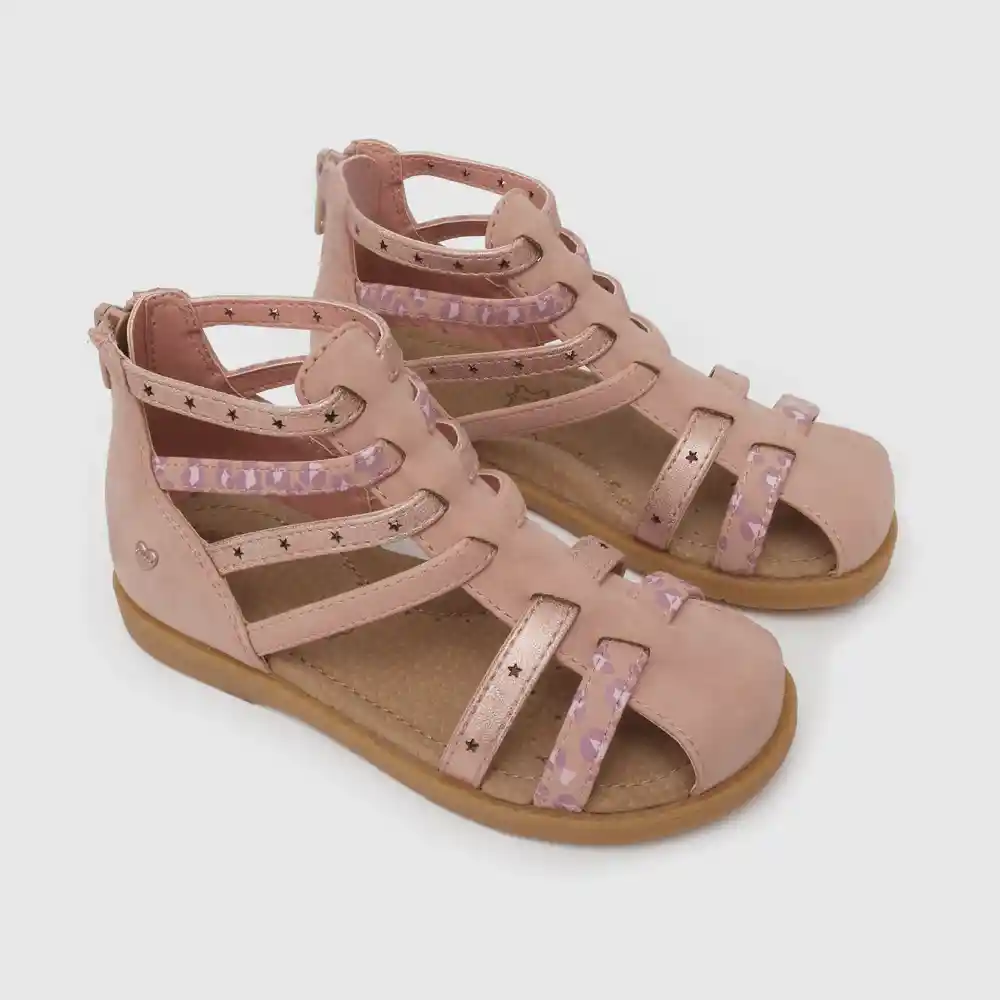 Sandalias Cerrada Animal Print Rosado Talla 21