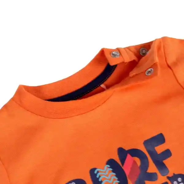 Polera Manga Corta Bebé Niño Naranja Talla 9 M Pillín