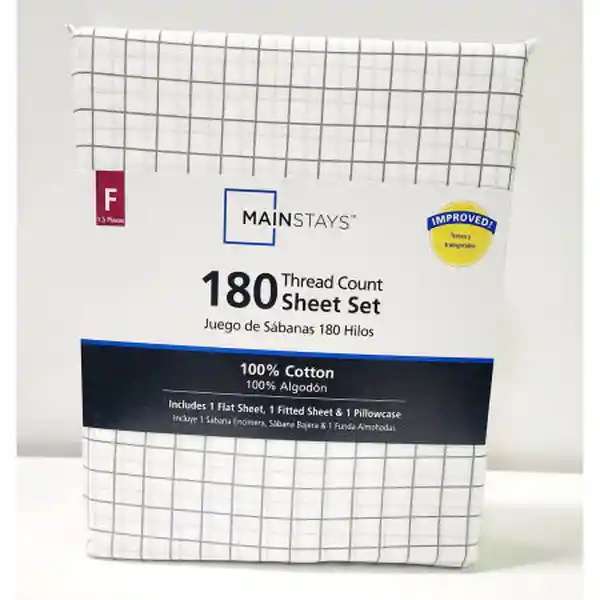 Mainstays Sábana 180 Hilos 1.5 Plazas D1