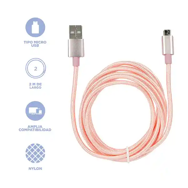 Cable de Carga Rápida y Datos Rosa Miniso