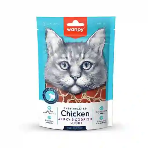 Wanpy Snack Para Gato Jerky & Codfish Sushi Pollo