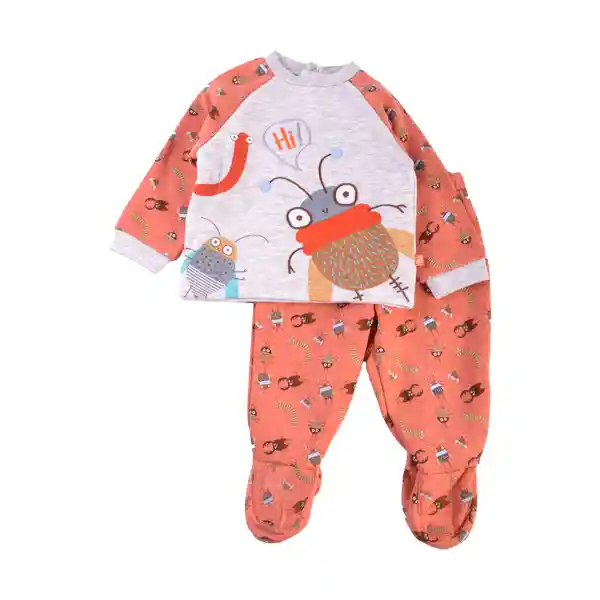 Set Pijama Bebé Niño Naranja Talla 9 M Pillin