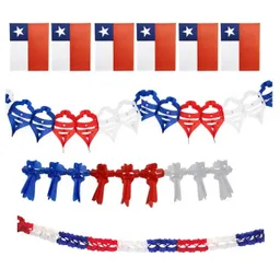 Set 4 Guirnaldas Chile Tricolor