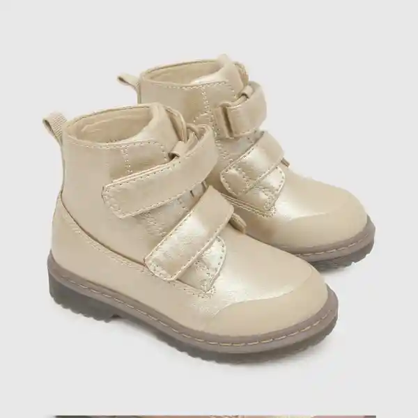 Botines Dos Velcros Metalizado Para Niña Beige Talla 24 Colloky