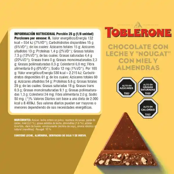 Toblerone Chocolate con Leche y Almendras