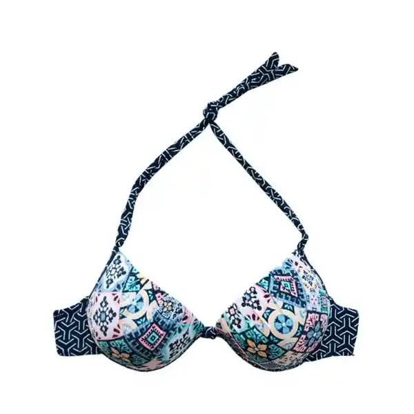 Bikini Estilo Sostén Clásico Estampado Azul Talla S Samia