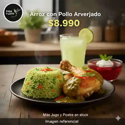 Pollo arverjado con arroz