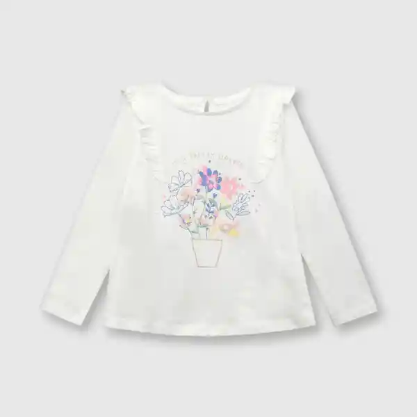 Polera Flores Bebé Niña Off White Talla 6/9M Colloky