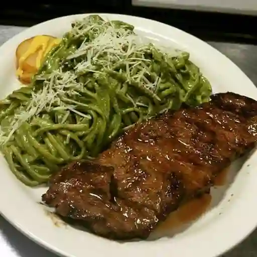 Fettuccine al pesto c/ filete