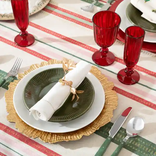 Plato Base Navideño Dorado 33 cm Casaideas