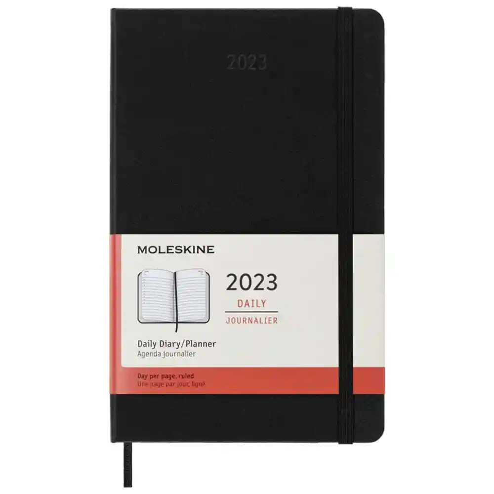 Agenda Diaria 2023 Moleskine Pasta Blanda Grande Negro