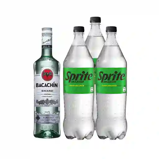 Combo Bacardi Ron Carta Blanca 40 Grados Sprite Gaseosas Sin Azu