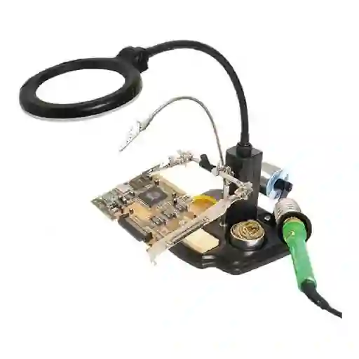 Soporte Para Cautín Con Lente de Aumento y Sujetador PCB SN-396