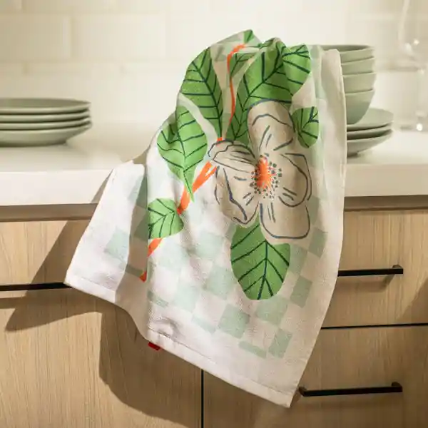 Paño Cocina de Algodón Velour Estampado Planta Casaideas