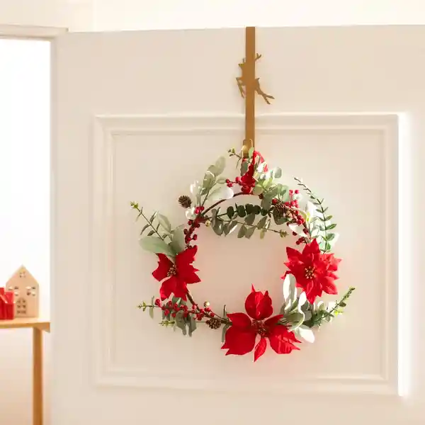 Corona de Flores y Hojas Navideña 30 cm Casaideas