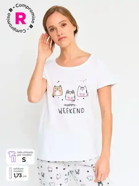 Index Top Manga Corta Print D Atp Fb Ecru L V26