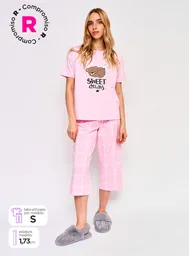 Index Pijama Bas Manga Corta Capri Rosado Print Fb Talla V25 M