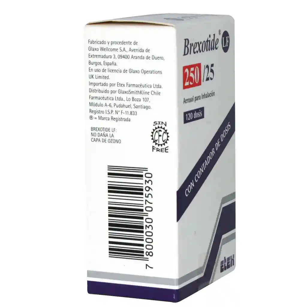 Brexotide Lf 250/25 Salmeterol 25 mcg/DS Inhalador 120 Dosis