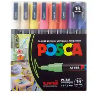 Marcador Uni Posca Pc Colores Básicos 16 u