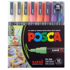 Marcador Uni Posca Pc Colores Básicos 16 u