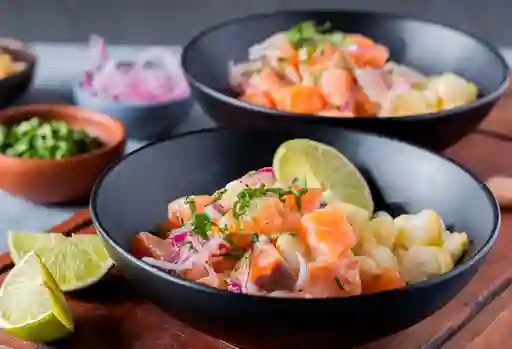 Ceviche de Salmón y Camarón