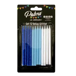 Set Velas Glitter Surtido Azul y Blanco