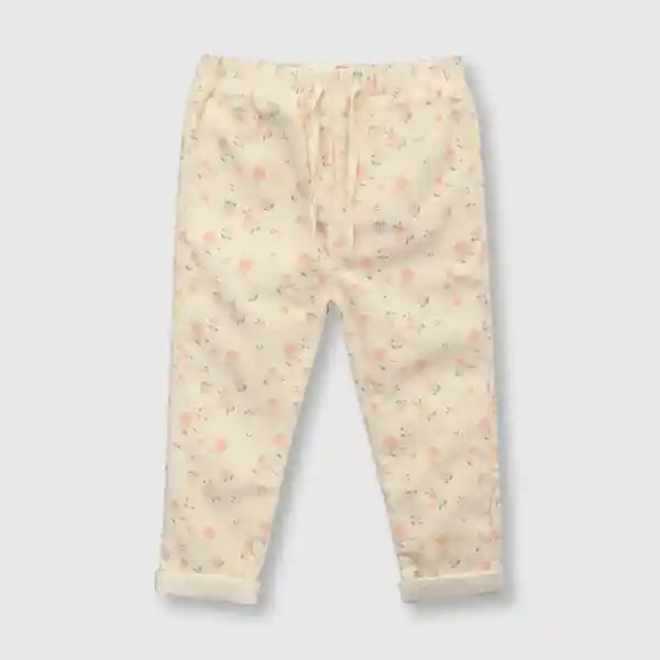 Pantalón de Bebé Niña Con Flores Beige Talla 9/12M Colloky