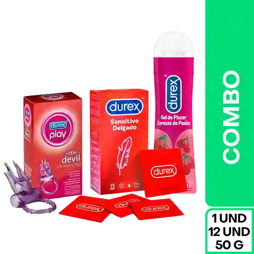 Combo Durex Completo Diablillo Condón X12 + Anillo + Lub Cherry