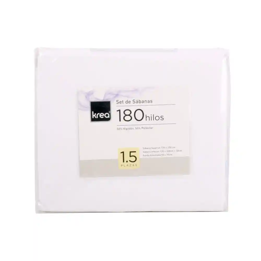 Sabana Lisa 1.5P 180 H Polycotton Blanco