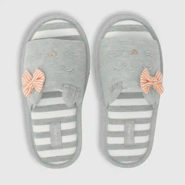 Pantufla Gata de Niña Light Gray Talla 34 Colloky