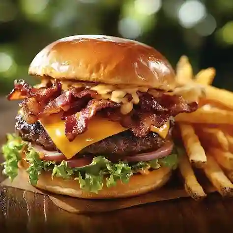 Tejana Bacon Burger y Papas