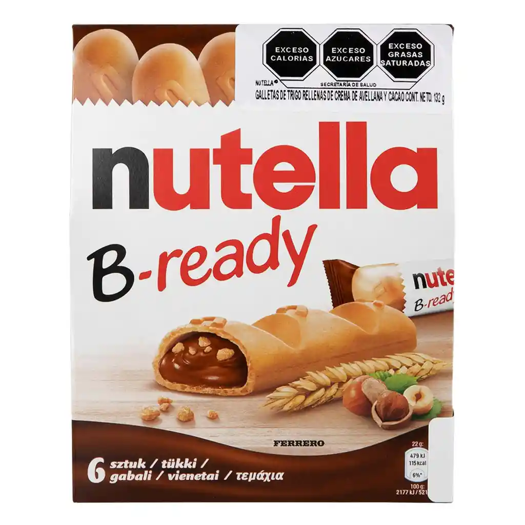 Nutella Chocolate B-Ready Con 6 Unidades