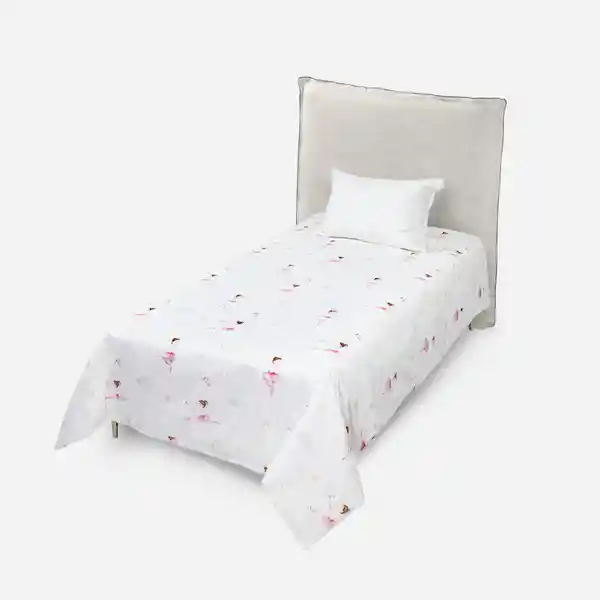 Funda Plumón Algodón Kids Reversible Ballet 1 Plaza Rosen