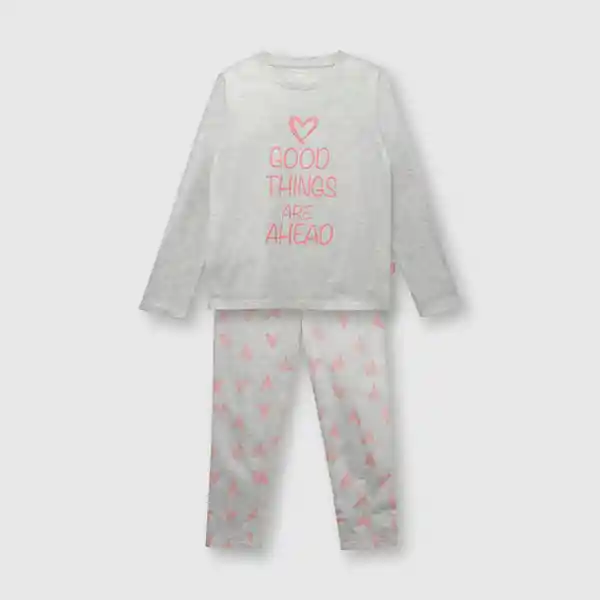 Pijama de Algodón de Niña Gris Melange Talla 10A Colloky