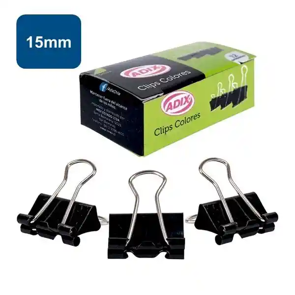 Adix Clip Doble Negro 15 mm