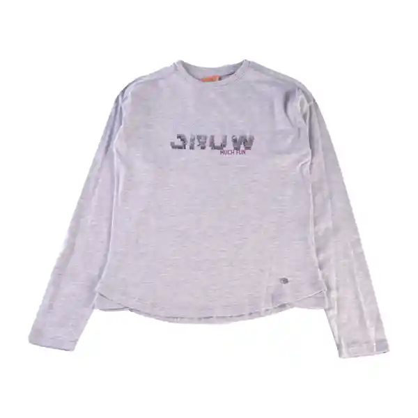 Polera Manga Larga Niña Gris Claro Talla 12 Pillin