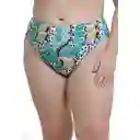 Bikini Calzón Alto Con Pretina Estampado Verde Talla M Samia