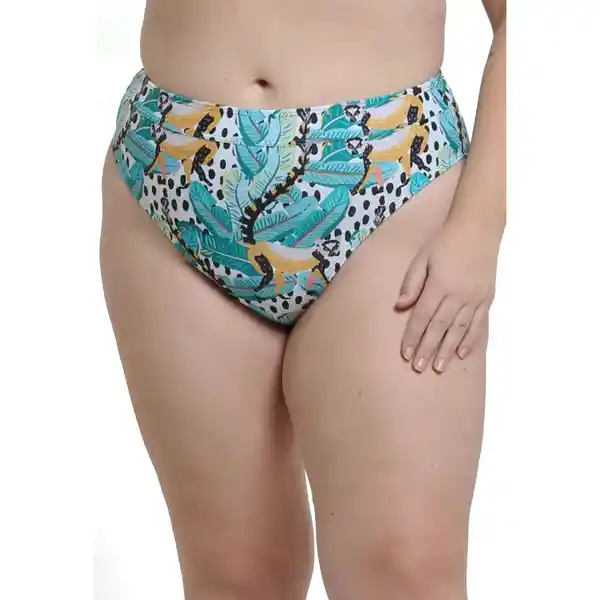 Bikini Calzón Alto Con Pretina Estampado Verde Talla M Samia