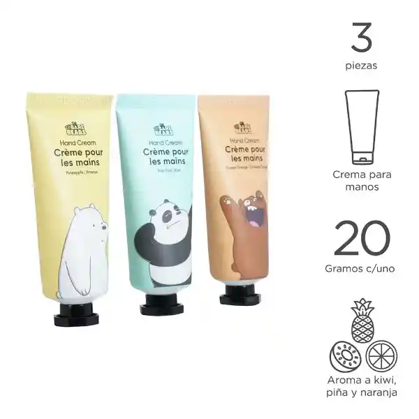 Set de Crema Para Manos Piña Naranja Kiwi We Bare Bears Miniso