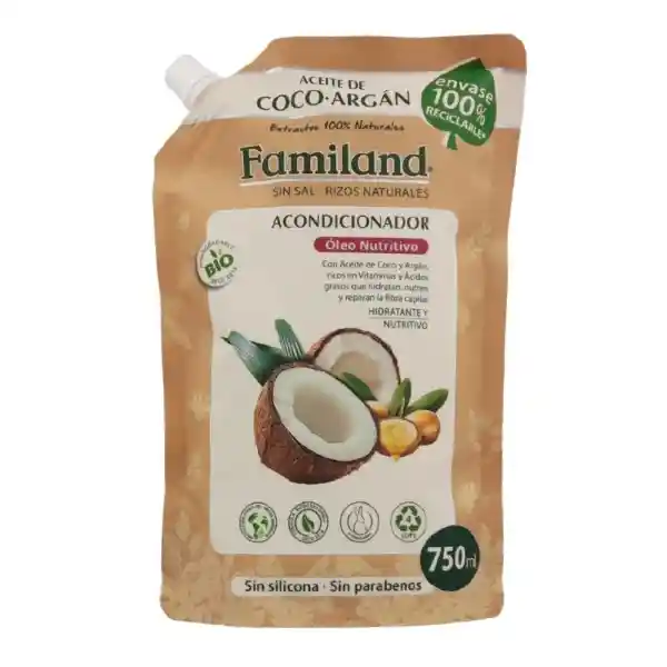 Familand Acondicionador Aceite Coco Argan Bio Reciclable