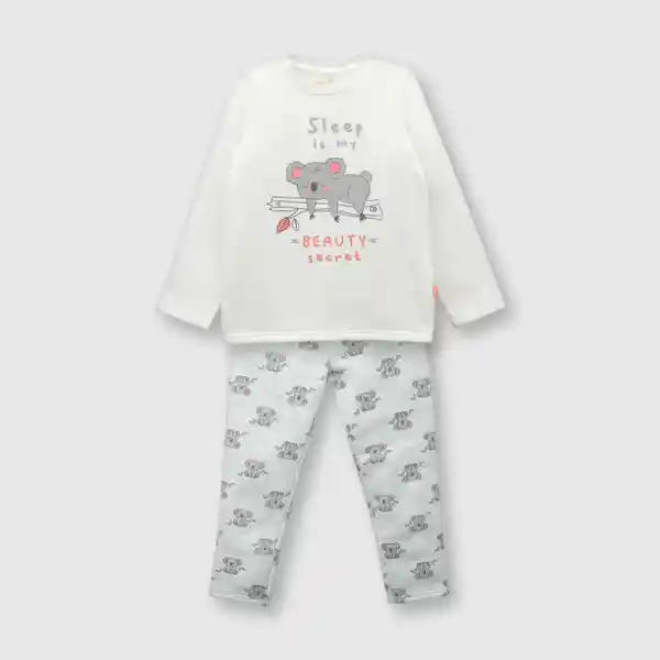 Pijama de Franela de Niña Gris Melange Talla 3A Colloky