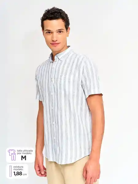 Kenneth Stevens Camisa Manga Corta Lin Eli Blanco XL SS25