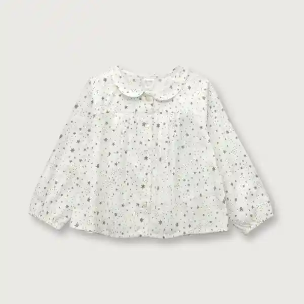 Blusa Con Cuello Peter Pan de Niña Blanco Talla 3A Opaline