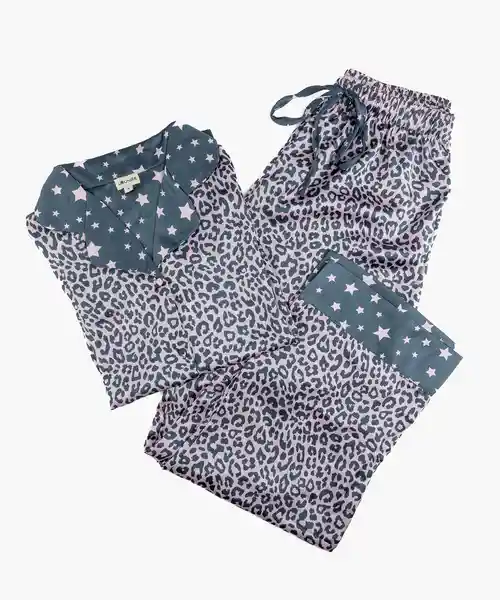 Pijama Dreamy Satinado Manga Larga Cheetah Pink Talla L Lounge